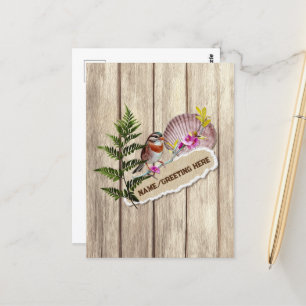 Rustic Torn Paper Wood Oil Paint Personalize Name Briefkaart