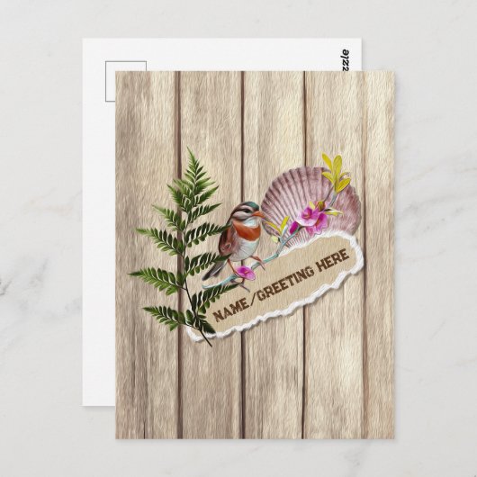 Rustic Torn Paper Wood Oil Paint Personalize Name Briefkaart (Voorkant / Achterkant)