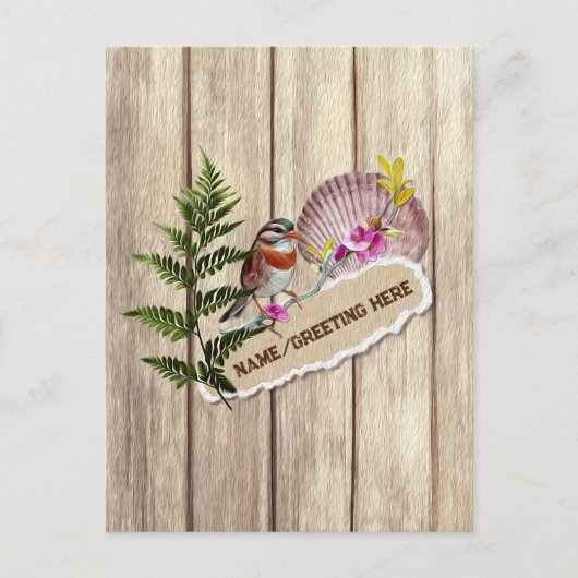 Rustic Torn Paper Wood Oil Paint Personalize Name Briefkaart (Voorkant)