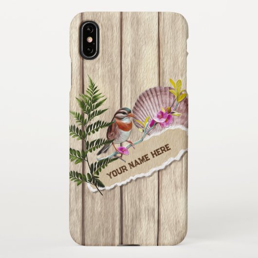 Rustic Torn Paper Wood Oil Paint Personalize Name iPhone Hoesje (Achterkant)