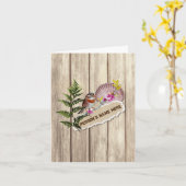 Rustic Torn Paper Wood Oil Paint Personalize Name Kaart (Gele Bloem)