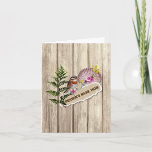 Rustic Torn Paper Wood Oil Paint Personalize Name Kaart