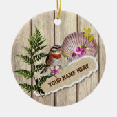 Rustic Torn Paper Wood Oil Paint Personalize Name Keramisch Ornament (Voorkant)