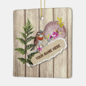 Rustic Torn Paper Wood Oil Paint Personalize Name Keramisch Ornament (Links)