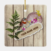 Rustic Torn Paper Wood Oil Paint Personalize Name Keramisch Ornament (Achterkant)