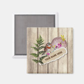 Rustic Torn Paper Wood Oil Paint Personalize Name Magneet (Voorkant / Achterkant)