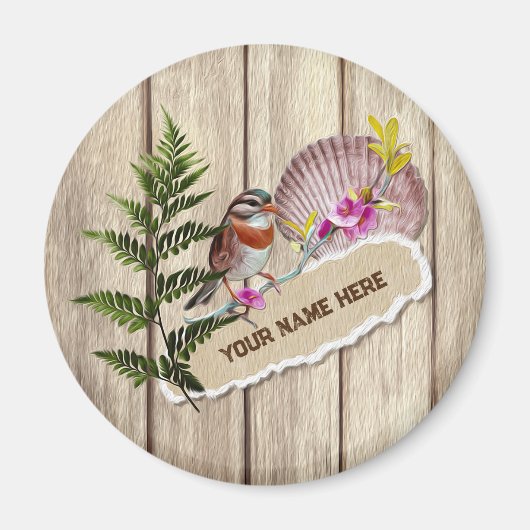 Rustic Torn Paper Wood Oil Paint Personalize Name Magneet (Voorkant)