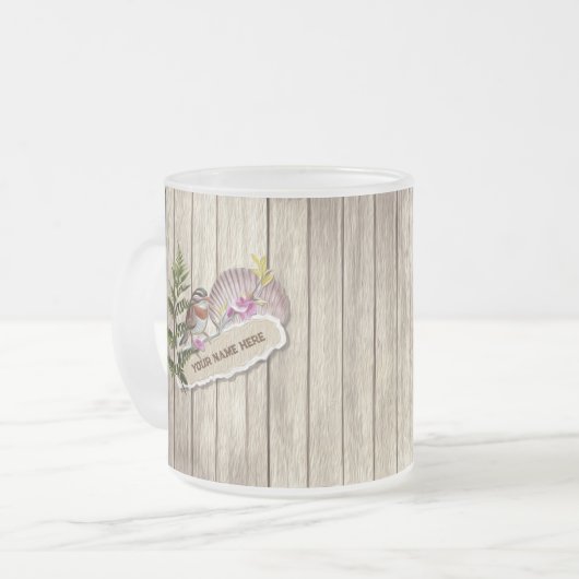 Rustic Torn Paper Wood Oil Paint Personalize Name Matglas Koffiemok (Voorkant links)