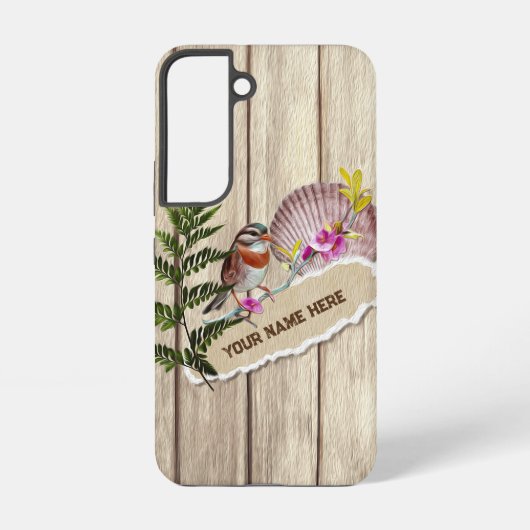 Rustic Torn Paper Wood Oil Paint Personalize Name Samsung Galaxy Hoesje (Achterkant)