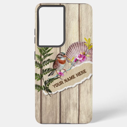Rustic Torn Paper Wood Oil Paint Personalize Name Samsung Galaxy Hoesje (Achterkant)