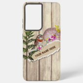 Rustic Torn Paper Wood Oil Paint Personalize Name Samsung Galaxy Hoesje (Achterkant)
