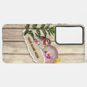 Rustic Torn Paper Wood Oil Paint Personalize Name Samsung Galaxy Hoesje (Achterkant horizontaal)