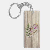 Rustic Torn Paper Wood Oil Paint Personalize Name Sleutelhanger (Voorkant Links)