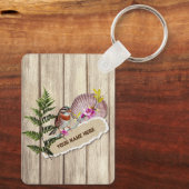 Rustic Torn Paper Wood Oil Paint Personalize Name Sleutelhanger (Achterkant)