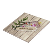 Rustic Torn Paper Wood Oil Paint Personalize Name Tegeltje (Zijkant)