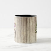 Rustic Torn Paper Wood Oil Paint Personalize Name Tweekleurige Koffiemok (Center)
