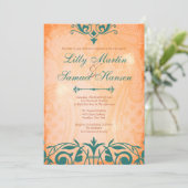 Rustic, Toscaanse Blauwgroen huwelijksuitnodiginge Kaart (Staand voorkant)