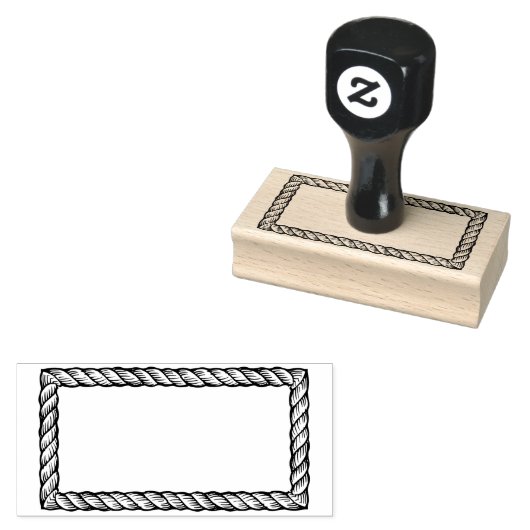 Rustic touw eenvoudige rechthoekige 1x2 lijst  rubberstempel (Gestempeld)