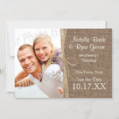 Rustic touw en jute foto magnetische uitnodiging (Voorkant)