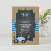 Rustic Tractor BOY Baby shower dank u Uitnodiging (Staand voorkant)