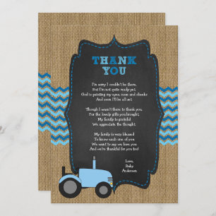 Rustic Tractor BOY Baby shower dank u Uitnodiging