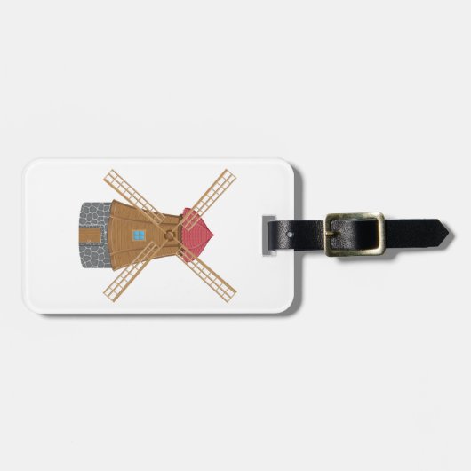 Rustic Traditional Wooden Windmill Bagagelabel (Voorkant horizontaal)
