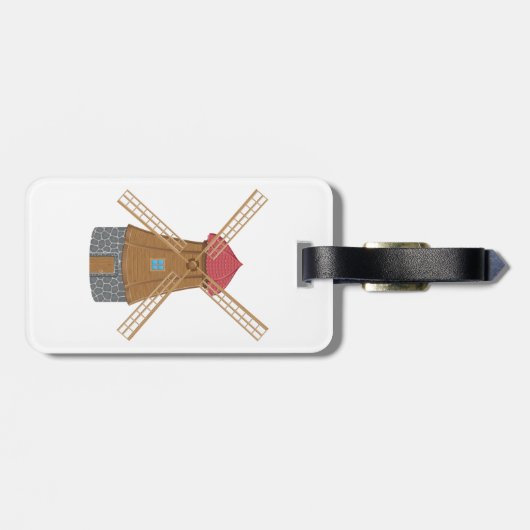 Rustic Traditional Wooden Windmill Bagagelabel (Achterkant horizontaal)