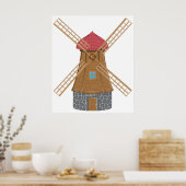 Rustic Traditional Wooden Windmill Poster (Keuken)