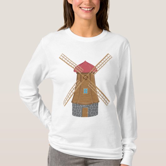 Rustic Traditional Wooden Windmill T-shirt (Voorkant)
