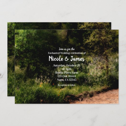 Rustic Trail Floral Enchanted Forest Wedding RSVP Kaart (Voorkant / Achterkant)