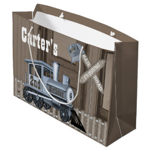 Rustic Train Railroad Crossing 2e verjaardag Groot Cadeauzakje