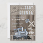 Rustic Train Railroad Crossing Baby shower Invitat Kaart (Voorkant)