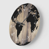 Rustic Traveler Black Wereldkaart Wooden Planks Grote Klok (Hoek)