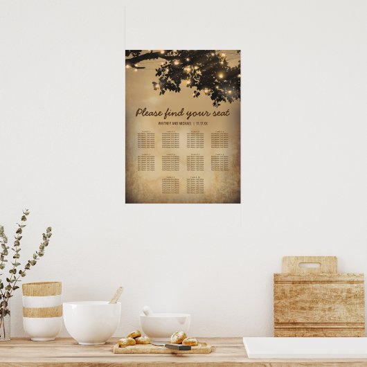 Rustic Tree 10-tabel voor weddenschappen Poster (Keuken)