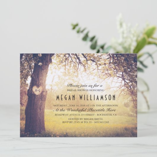 Rustic Tree and Carved Heart Vrijgezellenfeest Kaart (Staand voorkant)