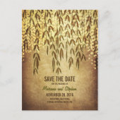 Rustic Tree Branches String Lights Sla de datum op Aankondigingskaart (Voorkant)