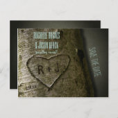 Rustic Tree Carve -- Save the Date Briefkaart (Voorkant / Achterkant)