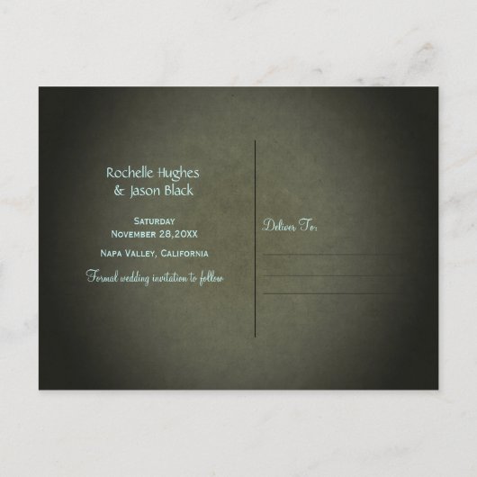 Rustic Tree Carve -- Save the Date Briefkaart (Achterkant)