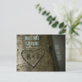 Rustic Tree Carve -- Save the Date Briefkaart (Staand voorkant)