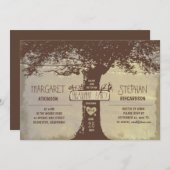 Rustic Tree en String Lights Engagement Party Kaart (Voorkant / Achterkant)