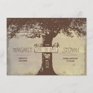 Rustic Tree en String Lights Sla de datumkaart op Save The Date
