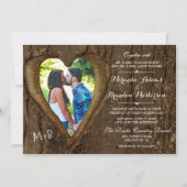 Rustic Tree Heart Country Weddenfoto Kaart (Voorkant)