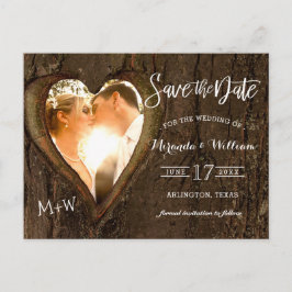 Rustic Tree Heart Photo Save the Date Wedding Post Briefkaart
