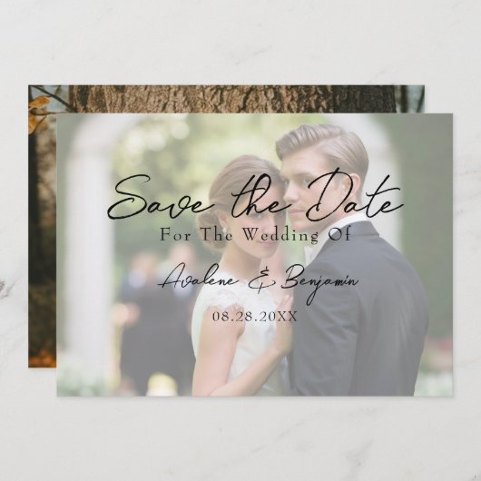 Rustic Tree Heart Photo Sla de datumkaarten op Kaart (Voorkant / Achterkant)