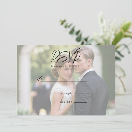 Rustic Tree Heart Photo Wedding RSVP Kaarten (Staand voorkant)