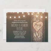 Rustic Tree Heart & String Lights Engagement Party Kaart (Voorkant)