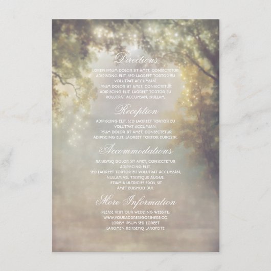 Rustic Tree Lights Branches Wedding Informatie Informatiekaartje (Voorkant)