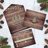 Rustic Tree Lights & Wood Company Kerstfeest All In One Uitnodiging