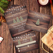 Rustic Tree Lights & Wood Company Kerstfeest All In One Uitnodiging