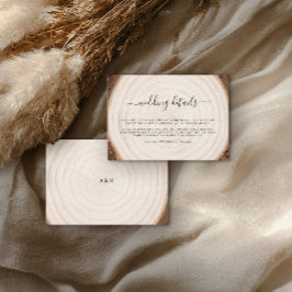 Rustic Tree Ring Wood Grain Wedding Details  Informatiekaartje